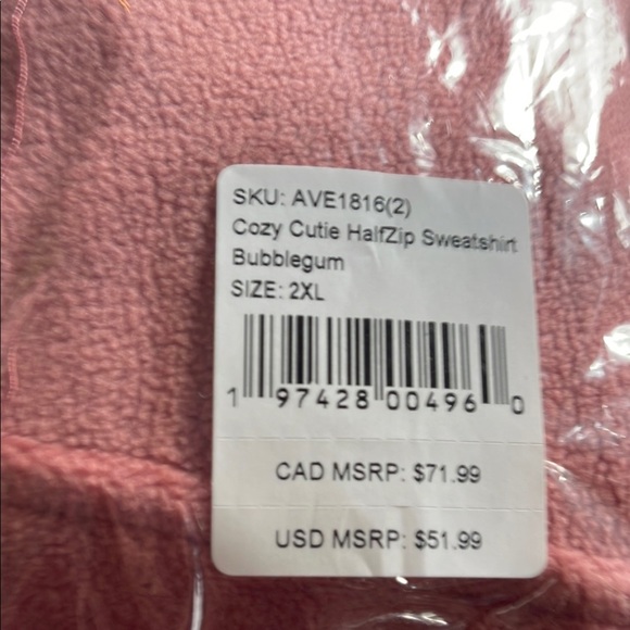 AMPERSAND AVE bubblegum Pink cozy 1/2 zip fleece Hoodie - Picture 6 of 6